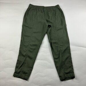 Old Navy Olive Green Linen Blend High Rise Slim Leg Ankle Pant L